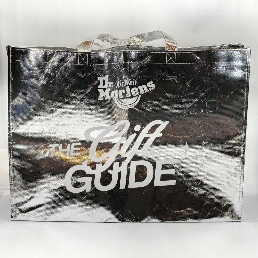 Dr Martens AirWair The Gift Guide Silver Metallic Retail Shopping Tote Bag 20x15